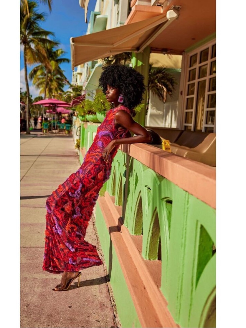 Onalaja Zusi Maxim Beaded Maxi Dress in Red & Purple Combo $795 MSRP Medium - Picture 4 of 12
